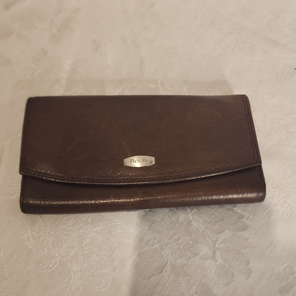 Rolfs Dark Brown Leather Wallet & Checkbook